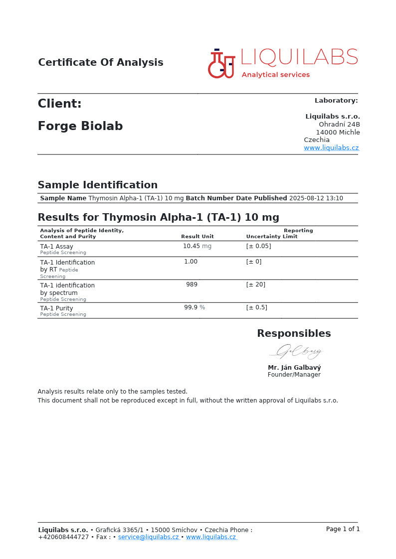 Thymosin Alpha 1 - 10mg